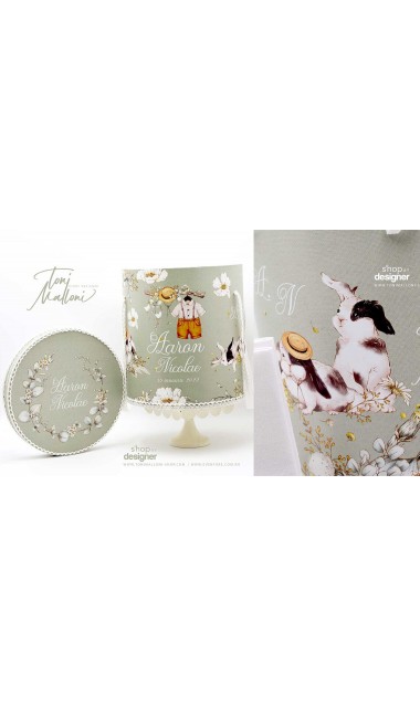 Botanical trusou botez cu iepurii flori si crengute de salvie Rabbit Sage 27